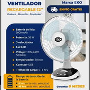 Ventilador Recargable de mesa 12" Marca EKO (f) - Img 56006104