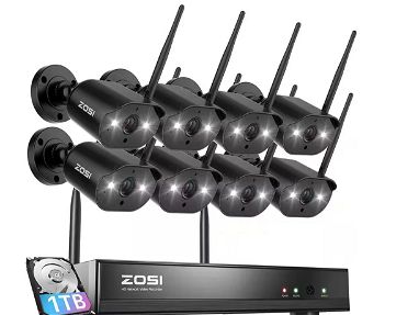 Sistema de camaras ZOSI con 8 camaras inalambricas, disco de 1 TB mas alarma con luces y sirena, Grabacion 2K - Img main-image