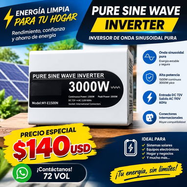 Convertidor de Corriente (12V -110V) (72V-110V) Onda Pura - 2/2