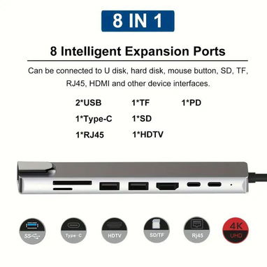 🔌💻 8 en 1 USB-C HUB – Estación de Acoplamiento Multifunción - Img 102146216