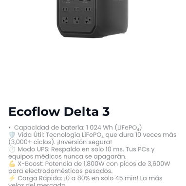 ECOFLOW DELTA 3 CLASSIC, PANELES, INVERSOR, GENERADOR Y BATERÍA LITHIUM. GARANTÍA, PAGOS (ZELLE, CUP, USD) TIENDA FISICA - 8/19
