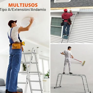 Escalera plegable Extensión de aluminio multiusos 7 en 1 escalón resistente combinación EN 131 estándar (12.5 pies)🇮🇱 - 4/9
