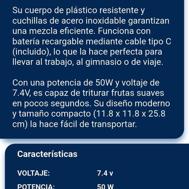 Batidora Recargable y Portatil - Img 125541449