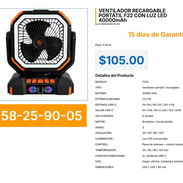 VENTILADOR RECARGABLE PORTÁTIL F22 CON LUZ LED 40000mAh . - Img 57237743