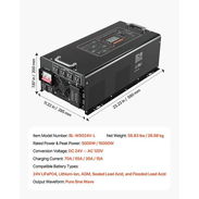 Inversor/Cargador VEVOR 5000W 15000W Pico Baja Frecuencia 24V a 120V Onda Pura P0784-AV004 - Img 57594052