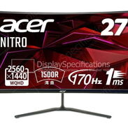 Monitor Acer Nitro 27 pulg, 2k, 170hz, 1ms, HDR, nuevo en caja, primera mani - Img 45478274