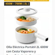 Olla Eléctrica Portátil 2L 600W con Cesta Vaporera y Superficie Antiadherente - Img 58028522