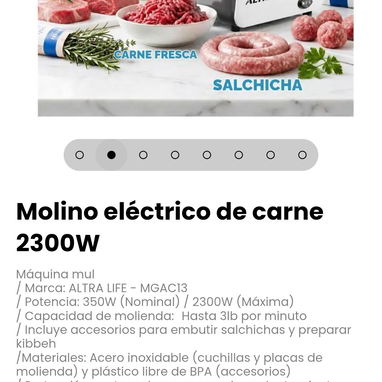 Molino eléctrico de carne 2300W. Incluye accesorios para embutir - 2/8
