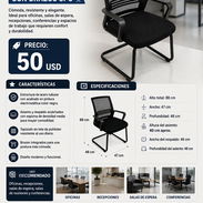 SILLA DE OFICINA NEGRA CON BRAZOS NUEVAS EN CAJA!!! - Img 55811892
