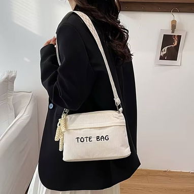 🍒Bolso Tote de Pana Vintage para Mujer ( Blanco )🍒 - 2/4