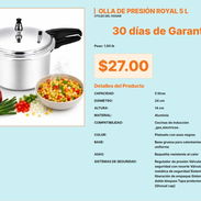 Olla Royal 5L Regulador y Válvula Resorte, Olla de Presión 5L Modelo Royal 5L Plateado VPT#-0510 - Img 55672816