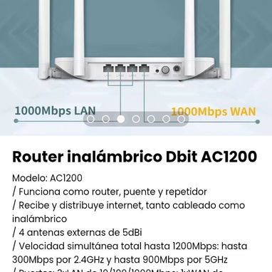 Router inalámbrico Dbit AC1200 Modelo: AC1200 Nuevo - Img 106159714