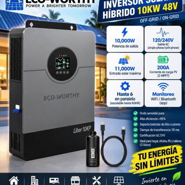 INVERSOR HIBRIDO 2 EN UNO, inversor , batería,combos solaresDE 6 CON 15 - 5/8