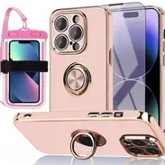 Funda para iPhone 14 Pro 3 en 1 con protector de pantalla anti luz azul y bolsa impermeable para teléfono con correa y c - Img 53162338