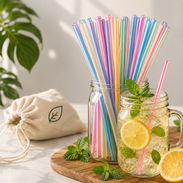 Paquete de 100 absorbentes (sorbetes/pitillos) para tus bebidas de cada día, prácticos y resistentes 🍃 $1 - Img 58193812