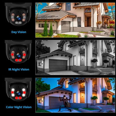 Sistema de Vigilancia con 4 cámaras POE, Dual Lens PTZ 6MP HD. Viene con todo! Nuevo en su Caja! Sellado! - Img 103688877