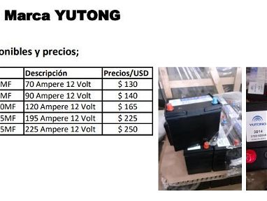 Baterias Marca Yutong de 70, 90, 120, 195 y 225 Ampere de 12 Volt - Img 68967061