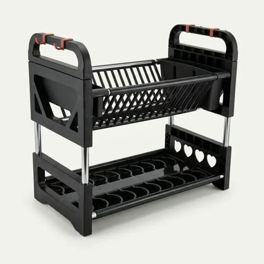 Platero escurridor de platos de 2 niveles (negro) US$33.00 - 2/2