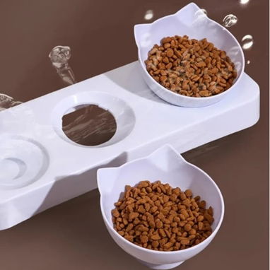 Comedero 3 en 1 Diseño Orejas de Gato / Color Blanco - 2/5