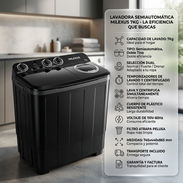Lavadora Milexus 7Kg Semiautomática Negra | $220 USD | Transporte Gratis + Garantía y Factura | Doble Tina 110V - Img 57752810