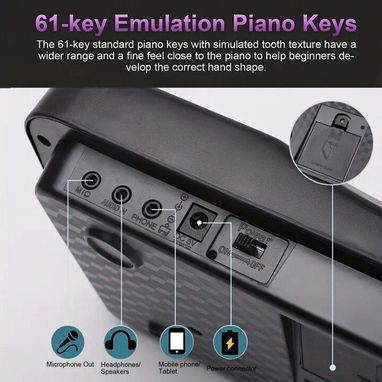 * Pianola electrónica y micrófono para principiantes, niñas y niños. - 3/4