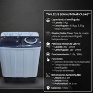 Lavadora semiautomática de 9kg milexus - Img 55402421