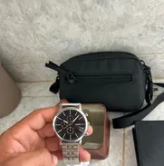 RELOJ FOSSIL esfera negra  Acero inoxidable  Batería BQ 2328IE Resistente al agua 5ATM Manesillas solares - Img 50169984