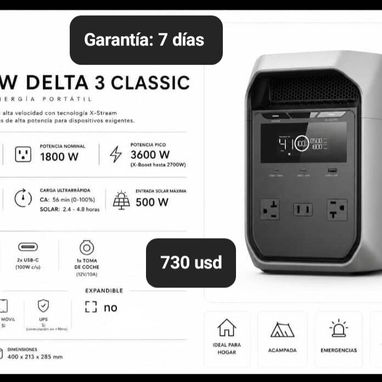 Ecoflow (varios modelos) Delta 2, Delta 2 max, delta 3 clásica, delta 3 max, delta pro ultra, delta 3 plus,delta 3,etc - 7/8