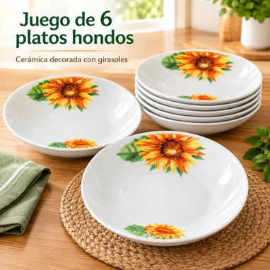 Juego de 6 Platos Hondos de Cerámica - 2/4