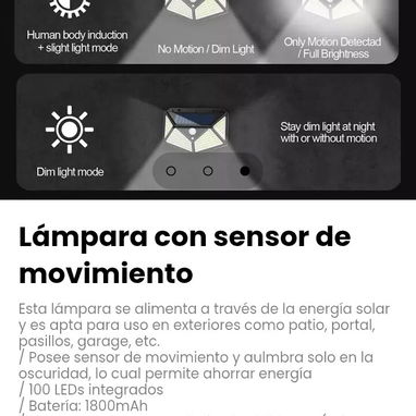 Lámpara con sensor de movimiento, se alimenta a través de la energía solar y es apta para uso en exteriores - 3/3