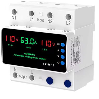 ATS Tranfer y Protector de corriente de sobrevoltaje 2 en 1,  63A 110Vol 2Polos - 2/5