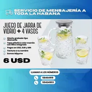JUEGO DE JARRA DE VIDRIO + 4 VASOS 💲 Precio: SOLO 6 USD - Img 56173795