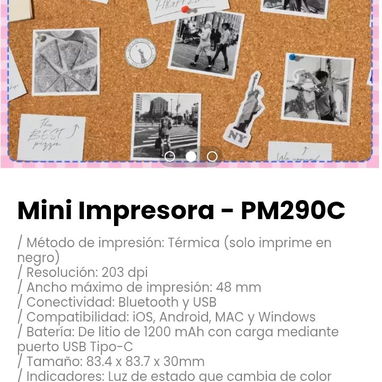 Mini Impresora - PM290C. Método de impresión: Térmica (solo imprime en negro) - Img 120445333