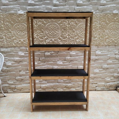 Estante de 4 niveles en madera de pino y pleywood 6 mm, ideal para negocios, cafeterías o almacenes. - Img 115640624