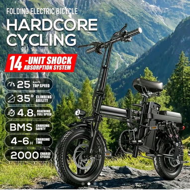 Bicicleta eléctrica plegable para exteriores, motor de 500 W, batería de 48 V 15 Ah, amortiguación de 14 niveles, autono - 3/3
