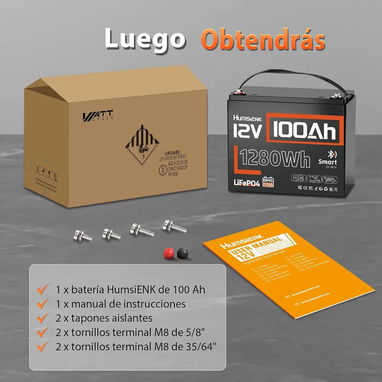 Batería HumsiENK LiFePO4 12V 100Ah Group 24 1280Wh Bluetooth - 8/9
