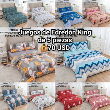 🔖Juegos de Edredón Camero, Queen y King de 3 y 5 piezas - 9/9