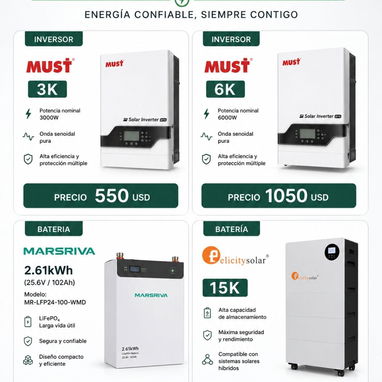 Kit solar inversor must + batería - Img 122873594