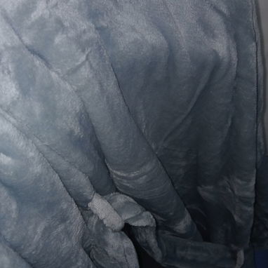 Albornoz Unisex Afelpado Capucha Gris Claro, Bata Gris Claro Afelpada con Cinturón y Bolsillos . - 3/7