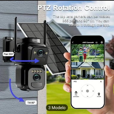 Cámara de Seguridad Solar 4MP para Exteriores con Doble Lente, Visión 360°, Visión Nocturna a Color, Sensor PIR - Img 127292450