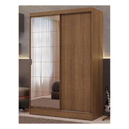 Closet Madesa 2 puertas corredizas 1 puerta con espejo marron luke - Img 57884656