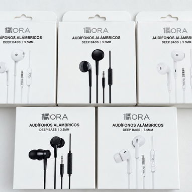 Audífonos alámbricos 1HORA Deep Bass 3.5mm con micrófono, todos Nuevos. - 2/2