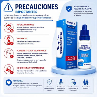 Simpiox® Ivermectina Invermectina Antiparasitario Piojos y liendres liendras Pediculosis Sarna Escabiosis - 6/6