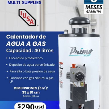 Calentador de gas marca Primo Plus con capacidad de 40 litros - Img 118176466