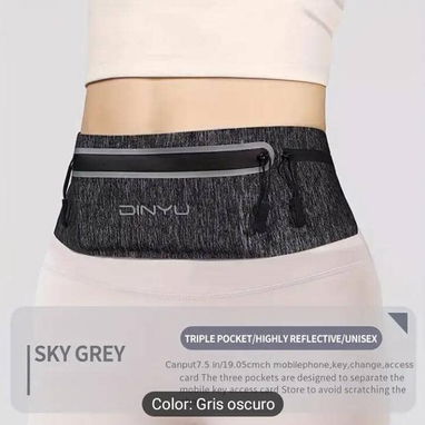Riñonera unisex para correr - Bolsa ligera y transparente para teléfono con 3 bolsillos - Img 120804759