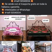 Camas de tubo con colchón de muelles y colchón de espuma y mecitas de noche - Img 55524657