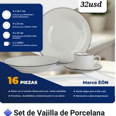 Set De Vajillas de Porcelana  (16 Piezas) - 2/3