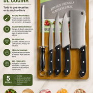 Set d 3cuchillos, 1 hacha, 1 afilador y tabla d picar d madera - Img 55982608