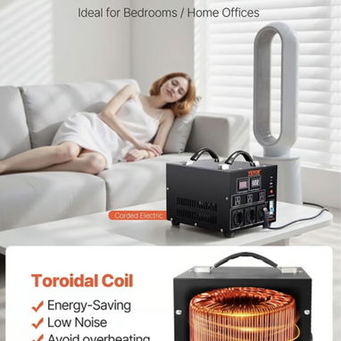 Transformador Convertidor de Voltaje VEVOR 5000W 110V-220V Step Up Down Universal Negro - 6/10