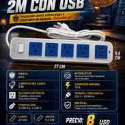 ⚡REGLETA MULTIFUNCIONAL ⚡⚡ 2 METROS - 4 SALIDAS 110V - 2 USB-A y 1 USB-C. MENSAJERIA, FACTURA Y GARANTIA. 📲 54833699 - Img 56696352